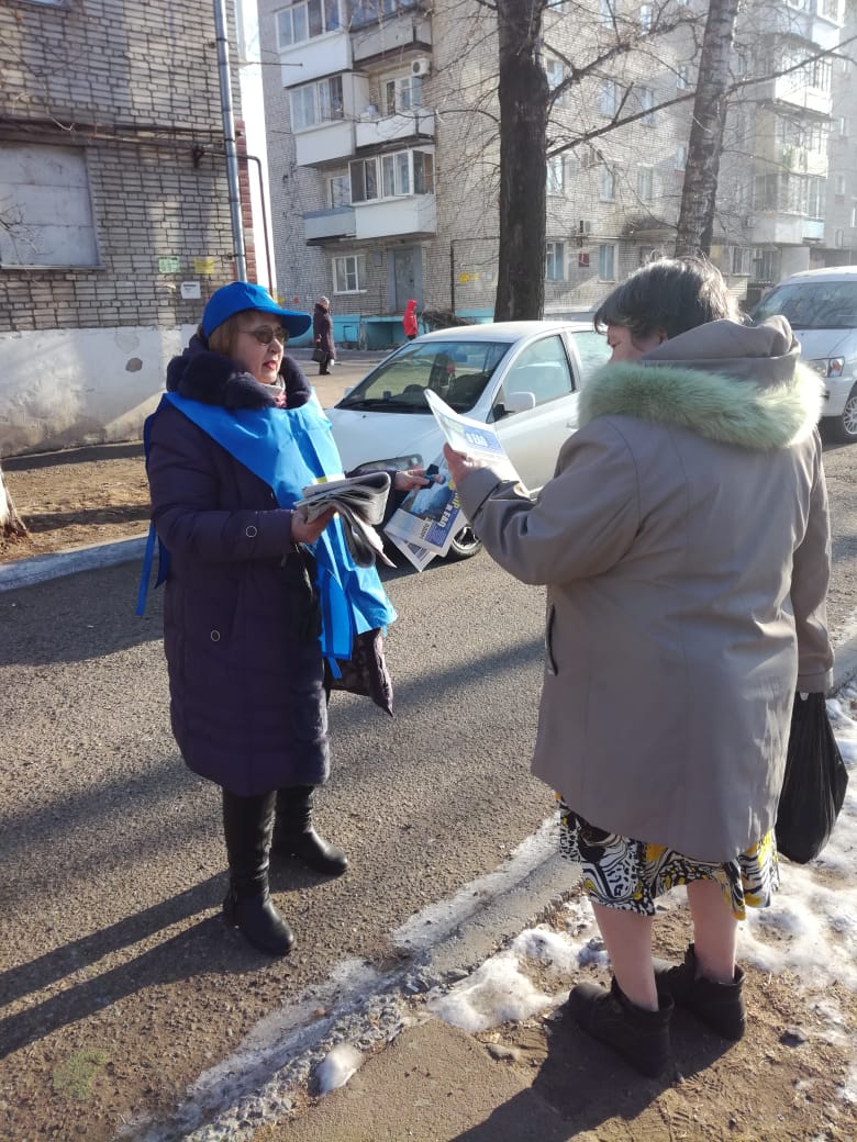 Активисты ЛДПР распространяют партийную газету