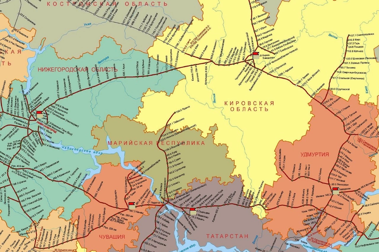Карта горьковской железной дороги